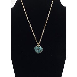 Pilgrim Blue Crystal Heart Pendant Necklace Gold Plated Adjustable NWT